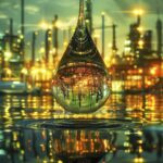 IRU Intelligence briefing TCO-CO2 : l’impact de la charge utile sur le TCO A captivating scene of an oil drop reflecting a world driven by fossil fuels, with hints of alternative energies in the background.